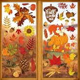 Fall Window Clings for Glass Thanksgiving Autumn Clings Decor for Windows | Clings for Windows Fall Window Stickers Thanksgiving Autumn Home Office Decorations for Indoor Outdoor, School Home Supplies