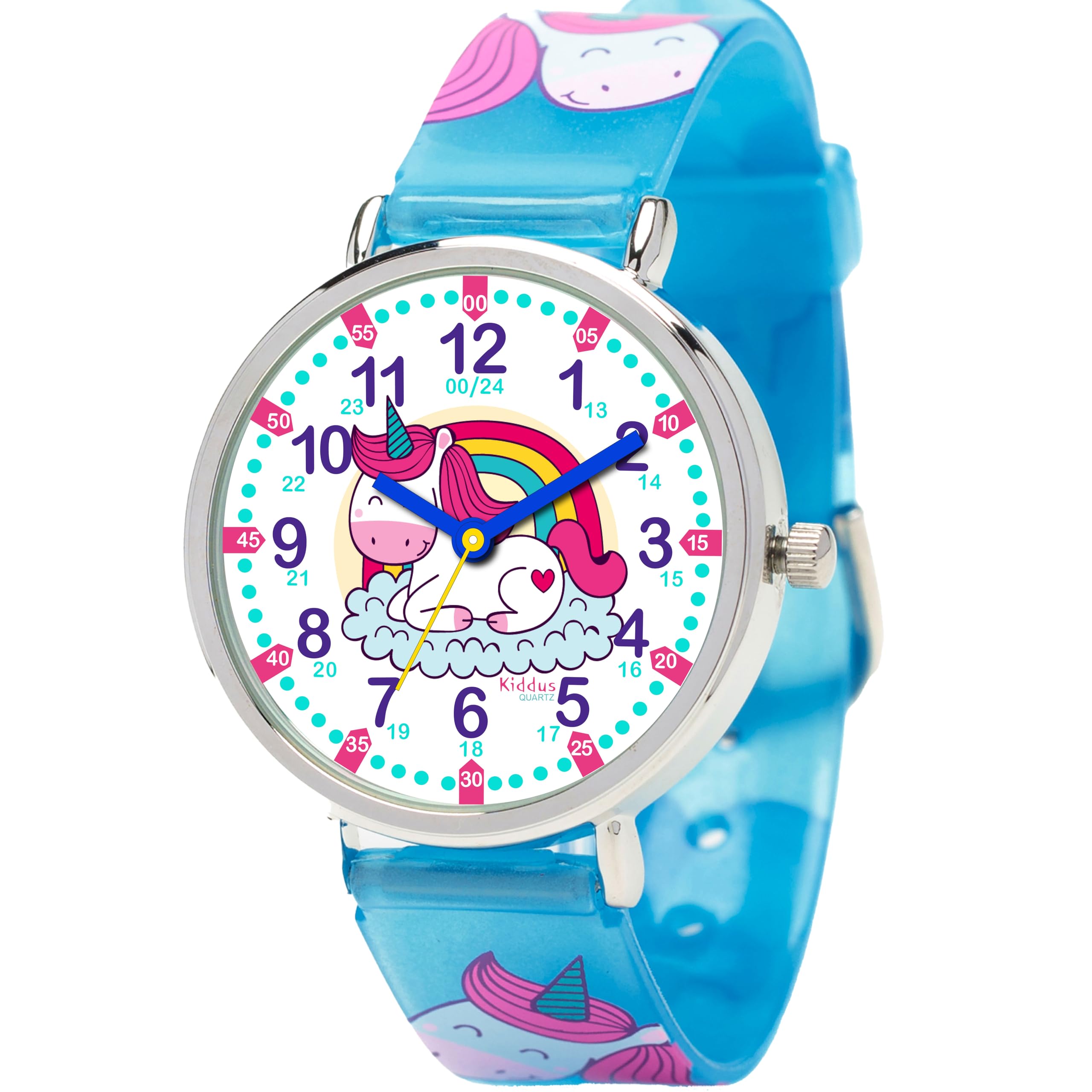 Kiddus Educational Watch for Children. Analogue Wristwatch with Time Teacher Exercises. Japanese Quartz Movement.