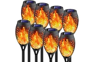 Swingers Solar Lights Outdoor,Solar Torch Lights with Flickering Flame,Waterproof Outdoor Garden Lights for Outside Patio Pathway Yard Decorations(8, Yellow)