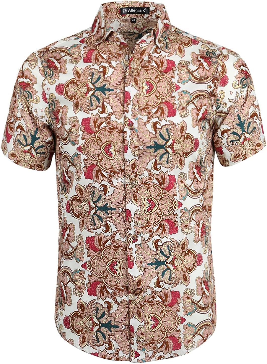uxcell Men's Summer Floral Print Short Sleeve Button Down Beach Hawaiian Casual Shirt at  Men’s Clothing store