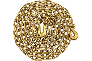 SCIEO G80 Transport Binder Chain 3/8'' x 20FT Heavy Duty Logging Chain, Tie Down Binder Chain with Safety Grab Hooks, 7,100 lbs Safe Working Load Trailer Chain for Cargo, Transporting Binding&Towing