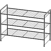 Simple Houseware 3-Tier Stackable Wired Grid Shoe Rack, Black | 9 Pairs of Shoes Storage Organizer for Closet, Entryway, Garage &amp; Corridor