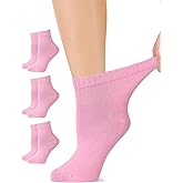 LAETAN Women's Diabetic Ankle Socks, Made with Rayon derived from Bamboo | Loose Fit, Seamless | Size 6-9/10-12, 3 Pairs