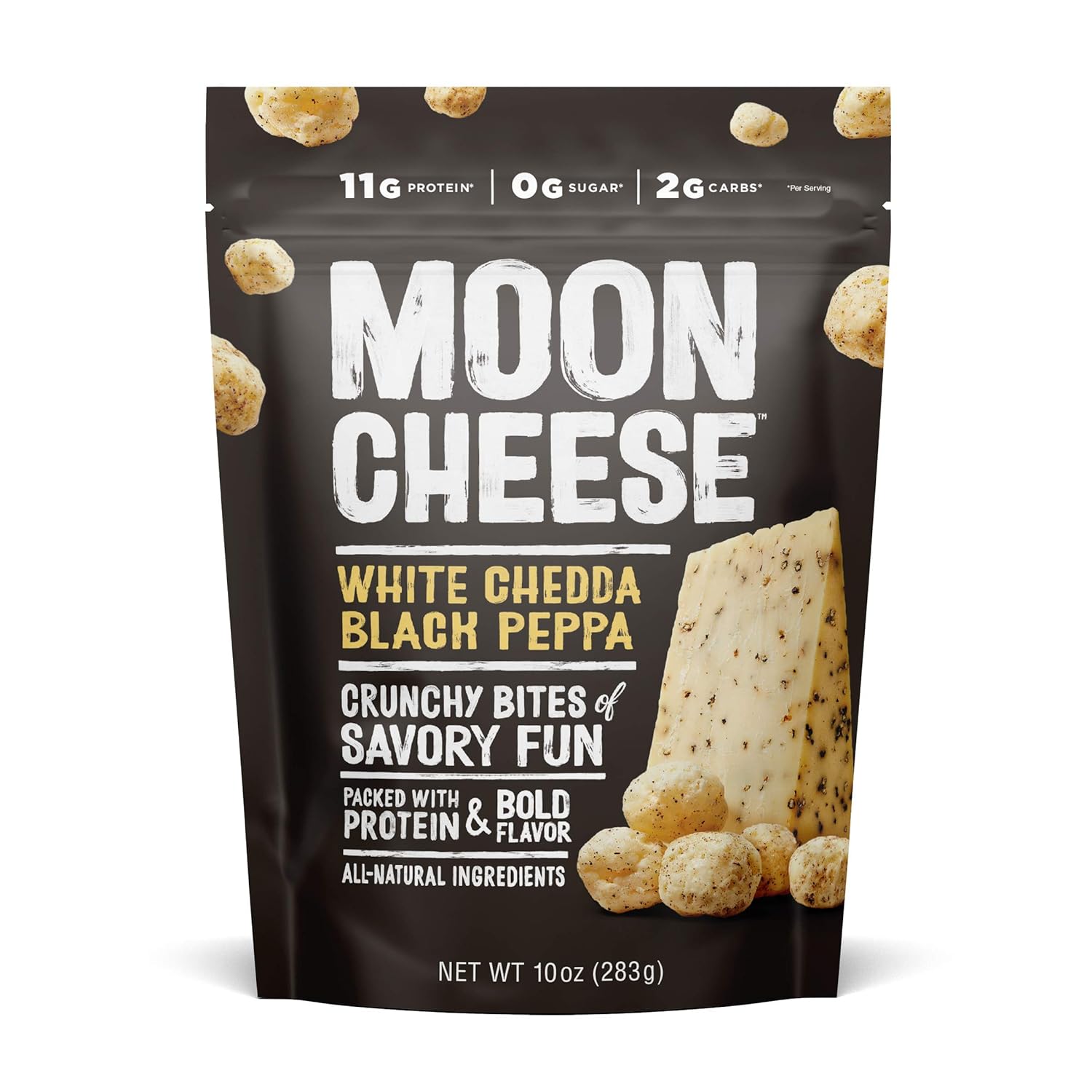 Moon Cheese White Chedda Black Peppa, 100% Cheddar Cheese Snacks