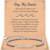 QWNHONEY Waves of Life Bracelet Inspirational Birthday Gifts for Bestie Sister 16th 18th 21st 30th 40th 50th 60th Birthday Gifts for Women