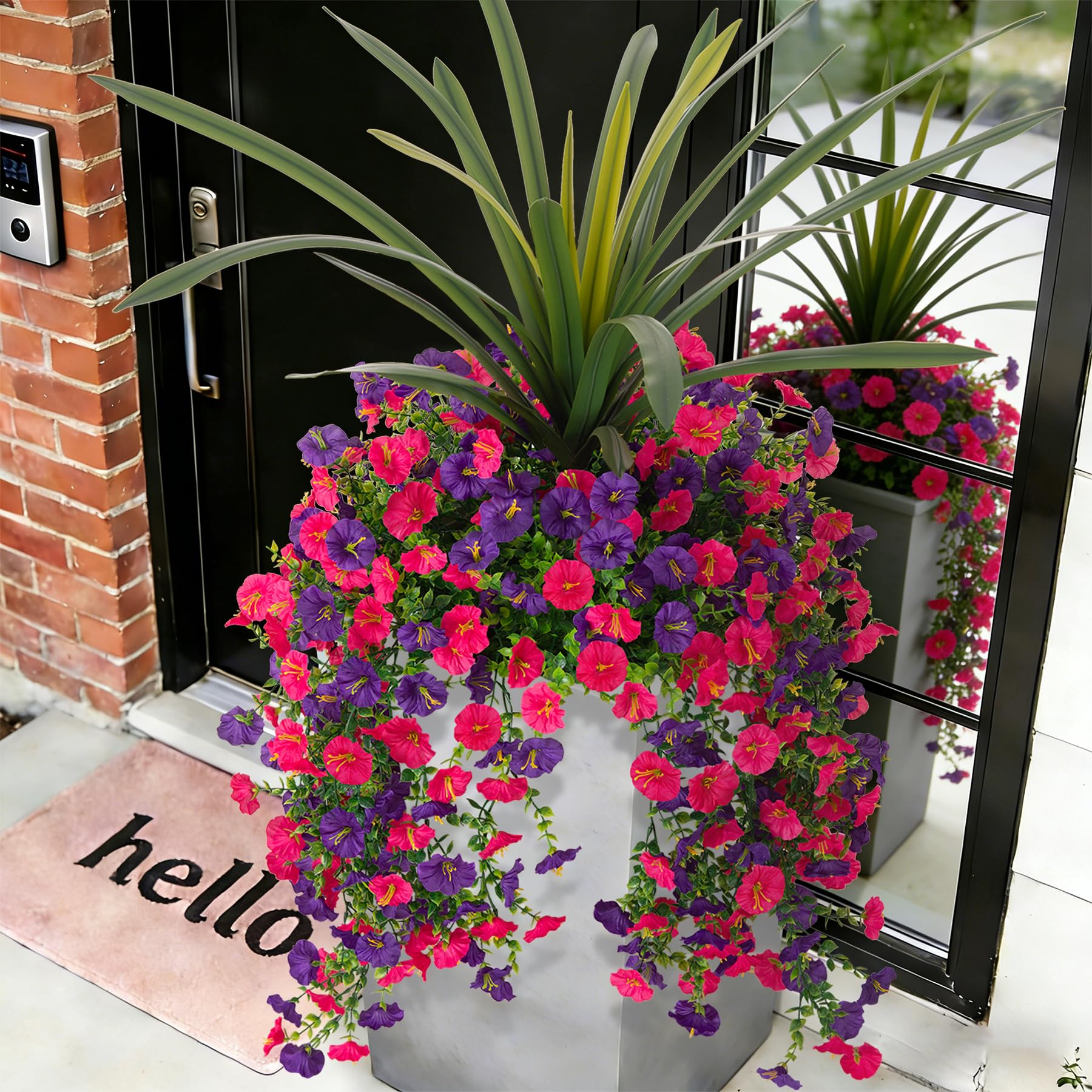 TakeArt 3 Bundles Fake Artificial Morning Glory Flowers for Outdoors, 1 Bundles Faux Greenery Plants UV Resistant Weatherproof for Indoor Outdoor Garden Patio Window Box Home Decor