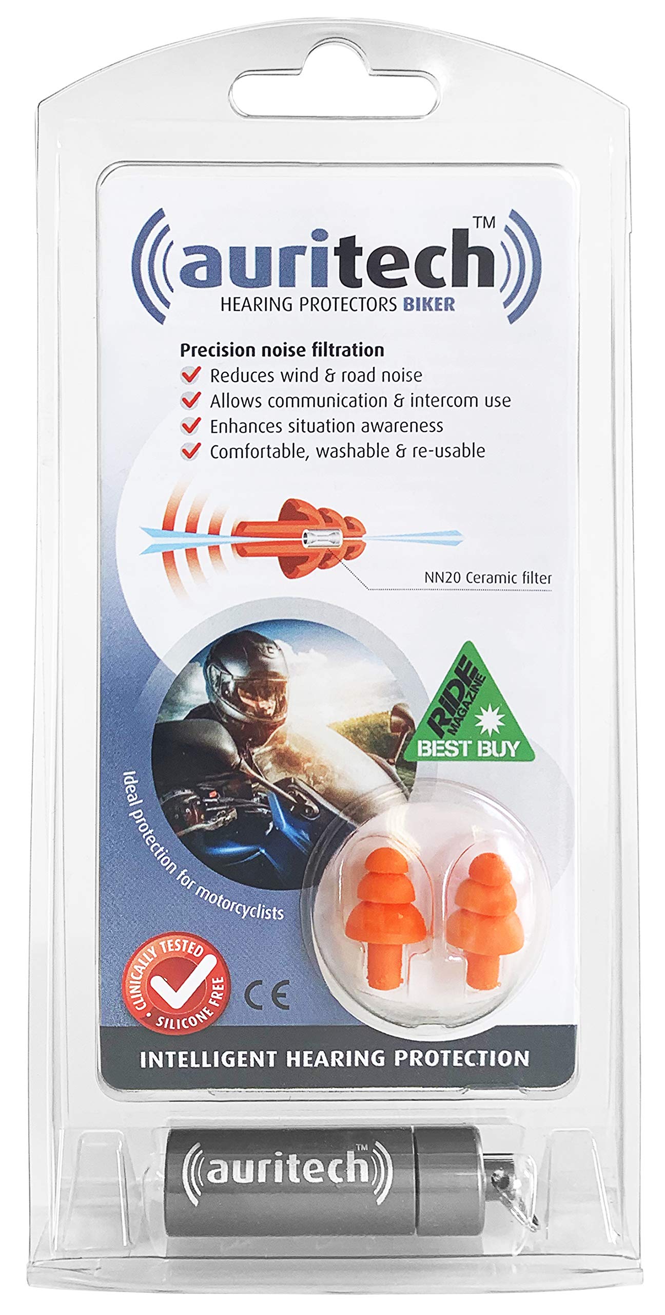 AURITECH Biker Earplugs - Intelligent Hearing Protection for Motorcyclists