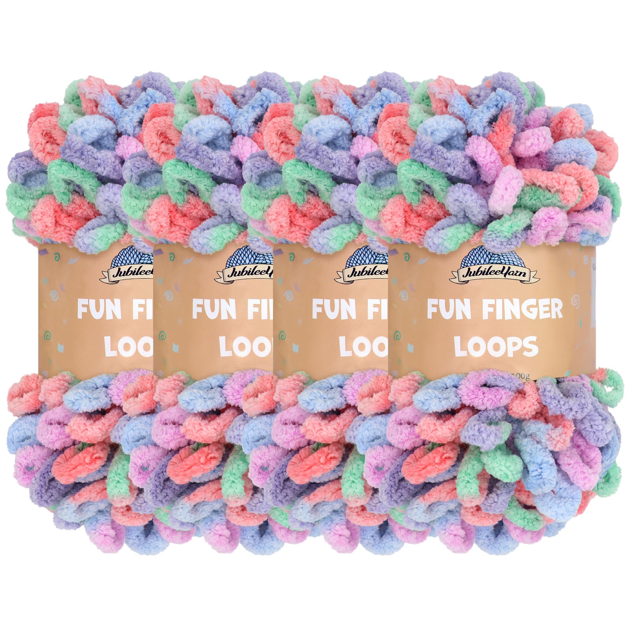 JubileeYarn Fun Finger Loops Yarn - Polyester Jumbo Weight Loop Yarn - 100g/Skein - Eros - 4 Skeins — image 1