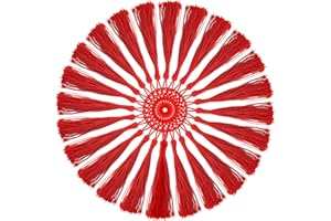 TORMEN 25 Pcs Bookmark Tassels, 5 inch Handmade Silky Soft Tassels with Cord Loops for Keychain Jewelry Making, Graduation, Sewing, DIY Craft (Red)