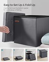 SONGMICS MAZIE Storage Ottoman 38 cm Folding Foot Rest Slate Grey LSF030G51 view 6