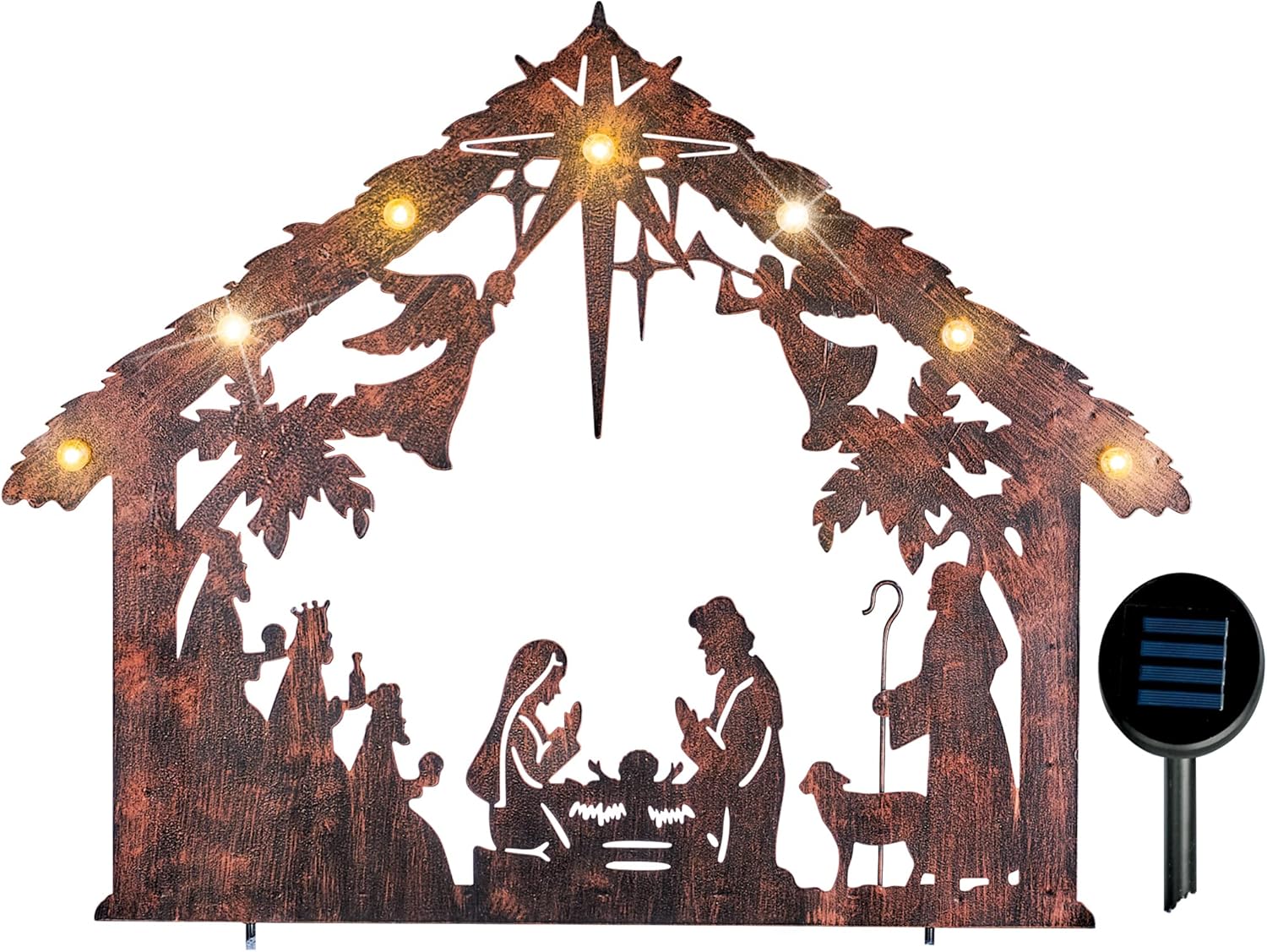 Decorative Garden Stakes - Collections Etc Solar Lighted Nativity Shadow Stake Metal Yard Sculpture