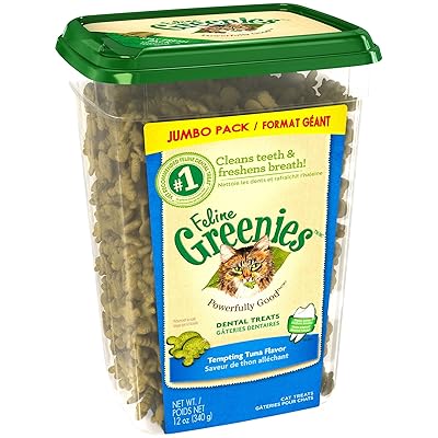 Feline Greenies Dental Treats For Cats Tempting Tuna Flavor 12 Oz. With Natural Ingredients Plus Vitamins, Minerals, And Other Nutrients (Discontinued By Manufacturer)