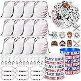 LEIFIDE 148 Pcs Baseball Party Favors Baseball Team Gifts Include Drawstring Bag, Silicone Wristbands, Keychain, Braided Rope Necklaces and Stickers Birthday Gifts for Baseball Players Lover