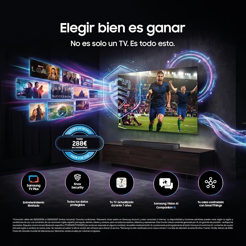 Smart TV Mini LED M73H 4K de 75 polegadas com Vision AI Companion, AI Football TV Plus Mode, Desporto, Cinema e Gaming
