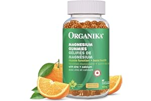 Organika Magnesium Gummies with Zinc & Calcium – Muscle Function, Bone & Heart Health Support, Stress & Energy Metabolism – E