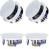 Herdio 6.5'' 640Watts 2-Way Bluetooth Ceiling Speakers Package Great for Home Theater System, Living Room,Office,Flush Mount Wired(4 Speakers)