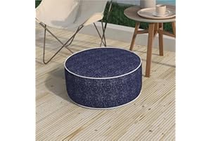 Melody Elephant Inflatable Stool Ottoman, Footrest Ottoman with Handle, Outdoor or Indoor Round Portable Stool for Patio Home Decoration, 21x9 Inch, Rave Indigo