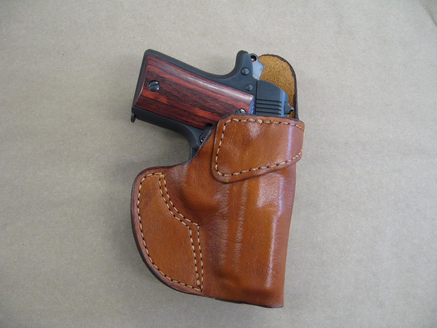 Browning 1911 22 Leather Clip On OWB Belt Concealment Holster CCW TAN