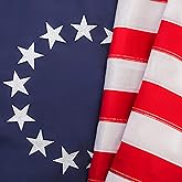 DANF Betsy Ross Flag 3X5 Ft 210D Nylon - Embroidered Stars and Sewn Stripes - UV Protection 13 Stars 3 X 5 Foot Red White and Blue Historical Outdoor Flag