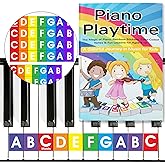 QMG Rainbow Color Piano and Keyboard Sticker and Kids Piano Learning Book Easy to Follow Instructions for Kids, Beginner Pian