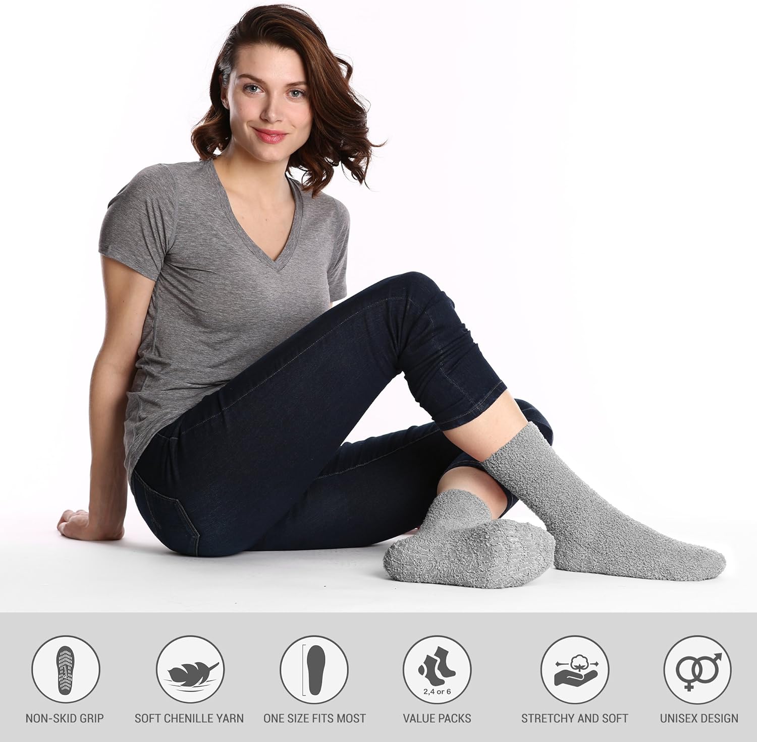 Pembrook Non Skid Socks - Hospital Socks - Slipper Socks - (4-Pack) 2 Black/ 2 Gray. Great for adults, men, women. Designed for medical hospital patients but great for everyone at  Men’s Clothing store