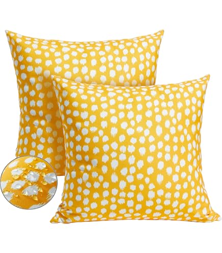 ONWAY Lemon Yellow Summer Pillow Cover - 18x18 Inch Outdoor Decorative Pillowcase, 100% Polyester, Hidden Zipper