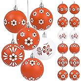 12 Pcs Mexican Barro Christmas Ball Ornaments 2.4 Inch Plastic Hanging Decorations Talavera Clay Floral Xmas Pendants for Christmas Tree Decorations Wreath Fiesta Party Home Indoor Decor