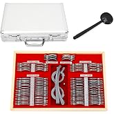 JIAOYINZI 104Pcs Optical Trial Lens Set,Optometry Optical Trial Lens Kit Test Metal Trial Frame Set w/Case Box