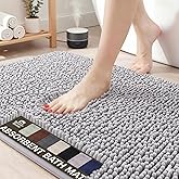 Neater Home Plush Bathroom Rugs 24x17 Thick Chenille Quick Dry Microfiber Absorbent Bath Mat, Soft Bath Rugs, Machine Washable Bathroom Floor Mat for Tub Shower Sink, Home Decor Accessories, Gray