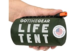 Go Time Gear Survival Life Tent • 2 Person Mylar Emergency Shelter Tube Tent + Paracord • All-Weather Protection for Camping, Hiking, & Survival Kits • Includes Emergency Whistle