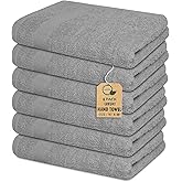 Premium Hand Towels Pack of 6 (16" x 30”) 100% Combed Ring Spun Cotton | Highly Absorbent Hand Towels Set | Ultra Soft for Home, Gym & Spa (Silver Grey)