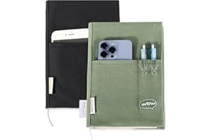 APLUFINE 2Pcs Canvas Book Covers, Washable Book Protector, Cute Book Cover for Paperback Novels, Adjustable Book Cover for Hardcover with Pockets for Pen, Book Lovers Gifts