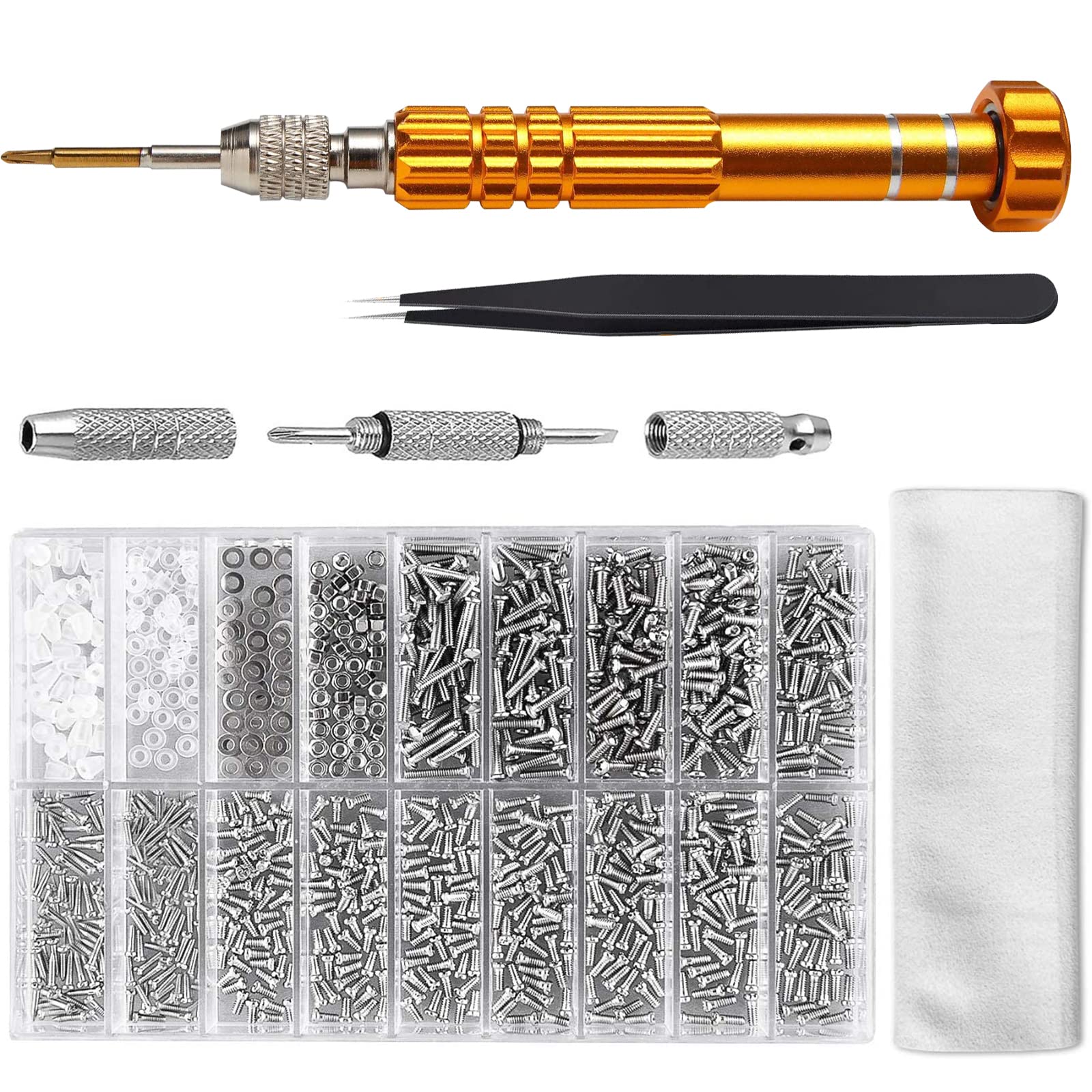 Glasses Repair Kit Eyeglass Repair Tool Spectacles Repair Set with Screws Nuts Tweezers Screwdriver for Sunglasses Watch Clock Spectacle Electronics Phone Camera