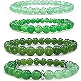 Crgwxzl 4pcs Natural Crystal Beaded Bracelet for Women,8mm Semi-Precious Healing Gemstone Bracelets 6mm Round Beads Stretch Anxiety Stress Relief Bracelet Spiritual Jewelry Gifts