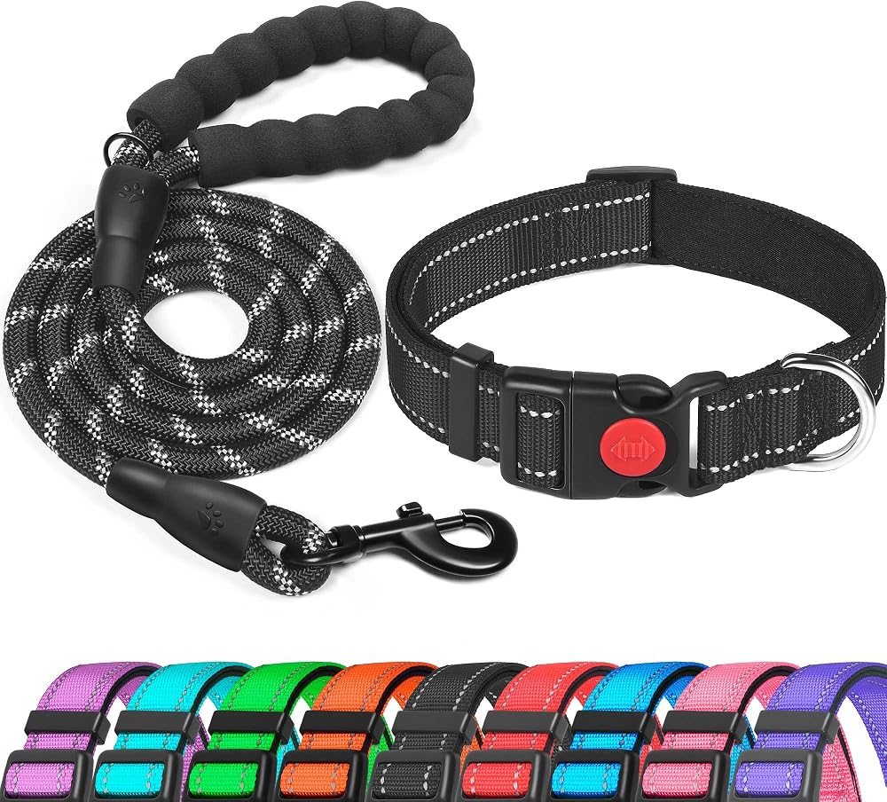 haapaw Reflective Dog Collar with Soft Neoprene Padded Nylon Adjustable