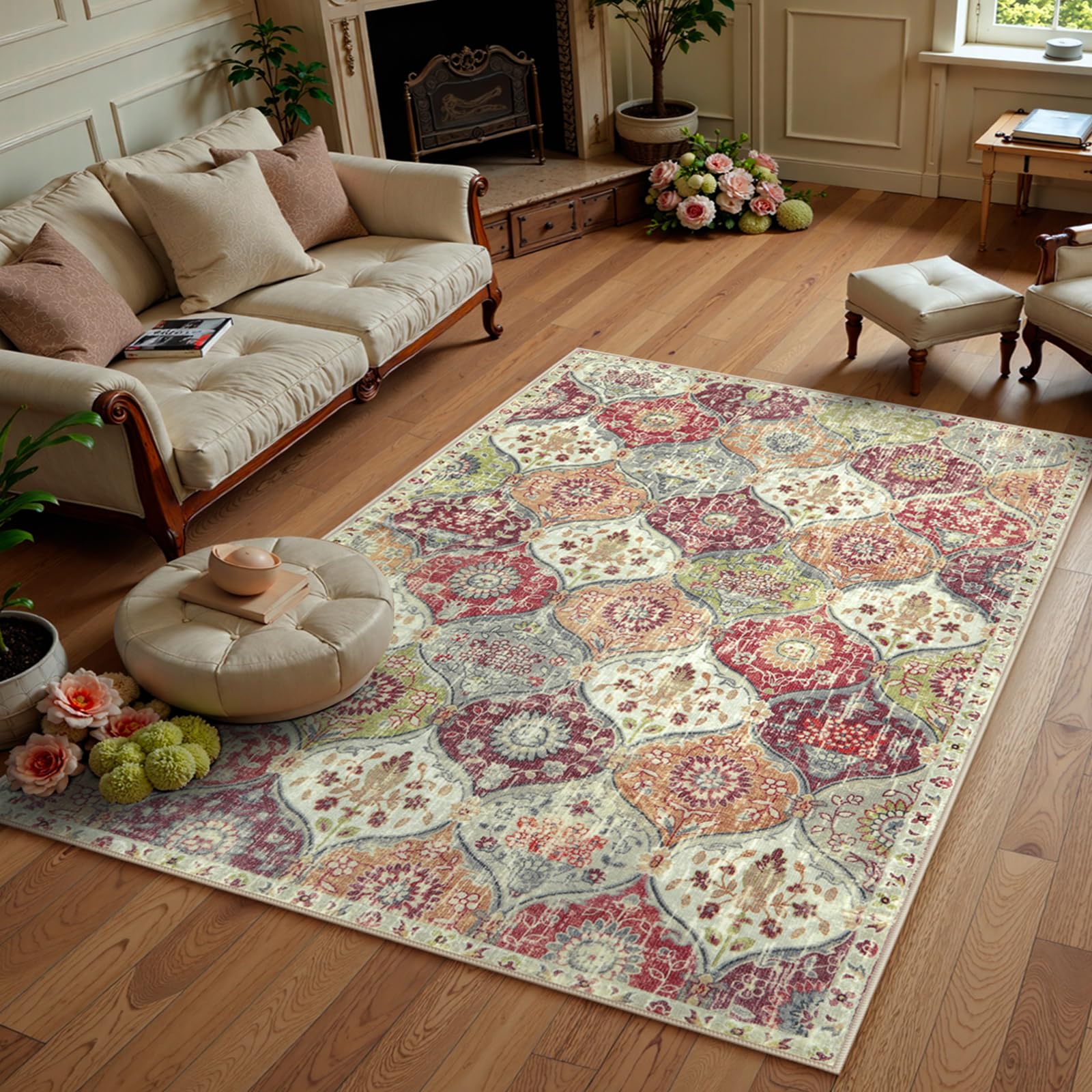 Lahome Moroccan Trellis Washable Small Area Rug, 3x5 Black Rug for ...