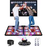 Acelufly Double Wireless Dance Mat for TV, Family Fun, Gift for Kids Adults | Soft Flannel Surface, Home Entertainment, Plug &amp; Play, 150+ Songs, Motion-Sensing Camera Games, Xmas Gifts for Kids Adults