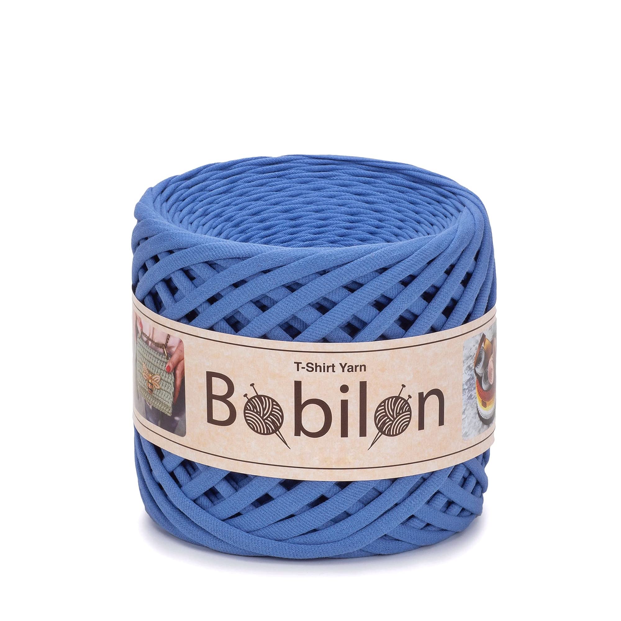 T-Shirt Yarn Fettuccini Zpagetti Ball, 3-5 mm Tshirt Yarn for Crochet Knitting, Mask Ear Ties, T Yarn Organic Cotton, Macrame T-Yarn, Jersey Yarn - Cornflower