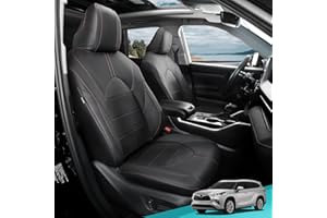 FEINEPRO Customized Car Seat Covers for Toyota Highlander 2020-2025 8 Seats Full Set Faux Leather Replacement Accessories - Second Row 40/60 Split Bench - Black Red