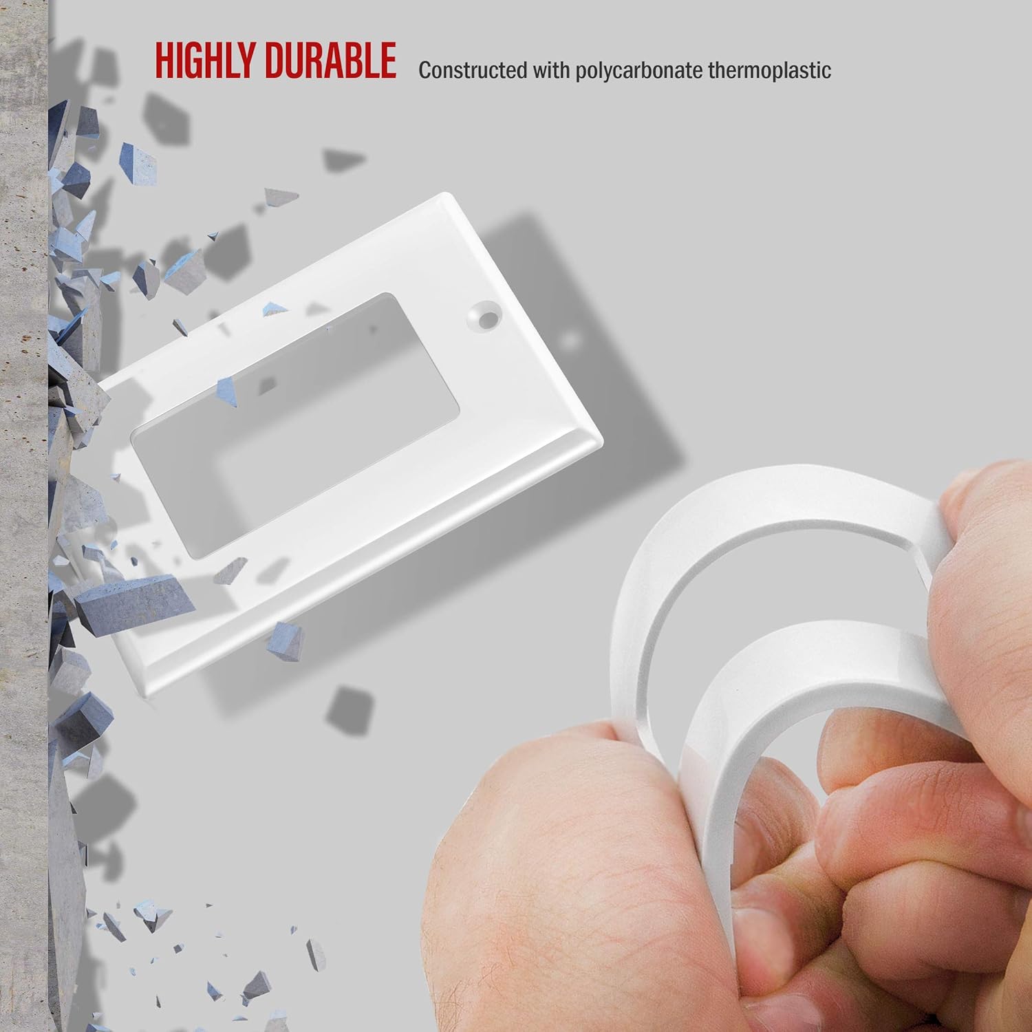 ENERLITES Decorator Light Switch or Receptacle Outlet Wall Plate, Size 1-Gang 4.50" x 2.76", Unbreakable Polycarbonate Thermoplastic, UL Listed, 8831-W, White: Home Improvement