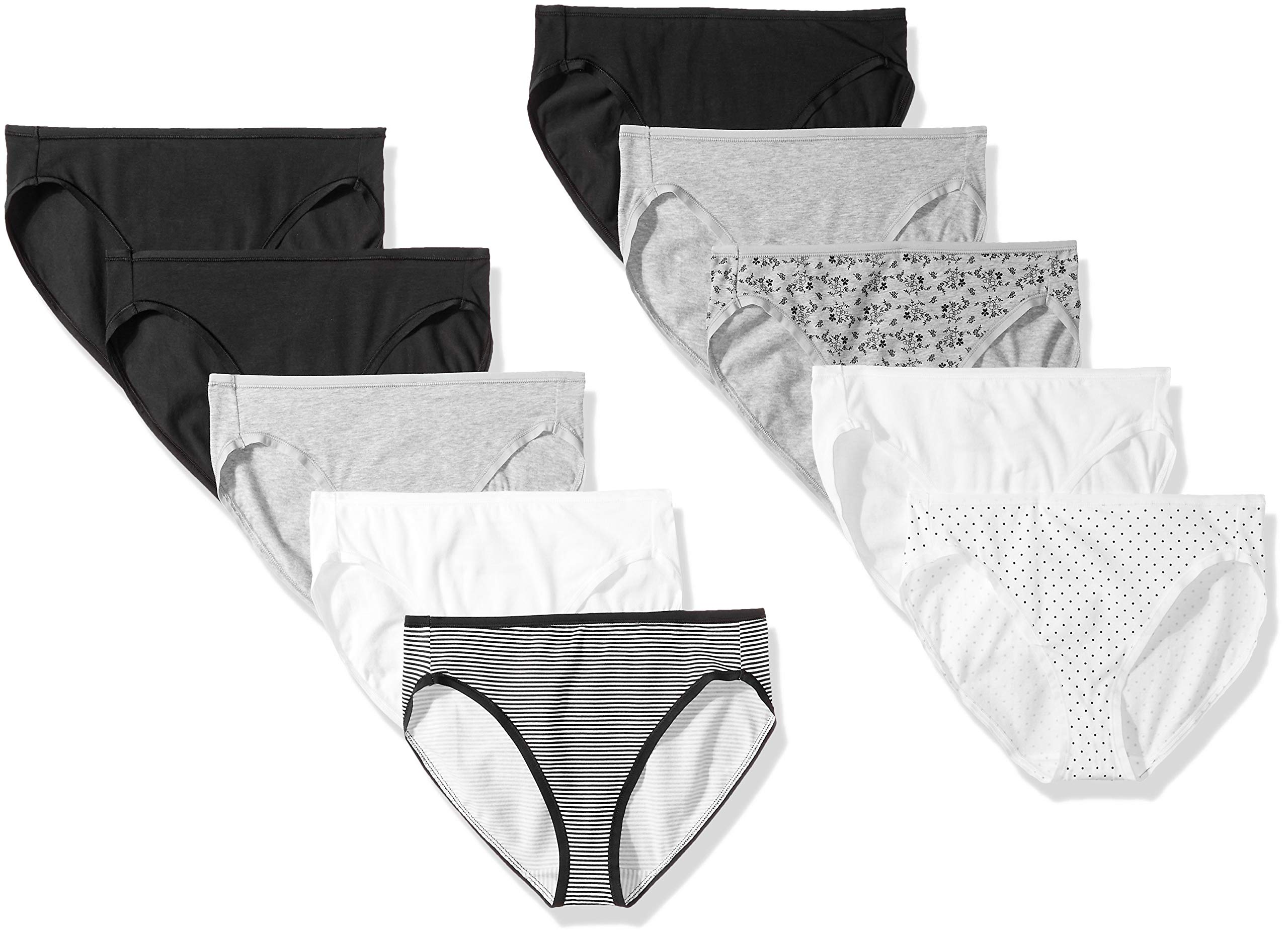 Essentials Women's Cotton Bikini Briefs - 6 Pack Multicolor Underwear Plus Size Available
