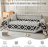 SHANNA Geometric Chenille Sofa Cover 2 3 4 Seater Tassel AB Sided view 4