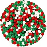 SEPGLITTER Christmas Pom Poms Balls, 600 Pieces Red Green White Pompoms Pom Poms for Crafts Making DIY Holiday Christmas Decorations Supplies (3colors, 1.5 cm )