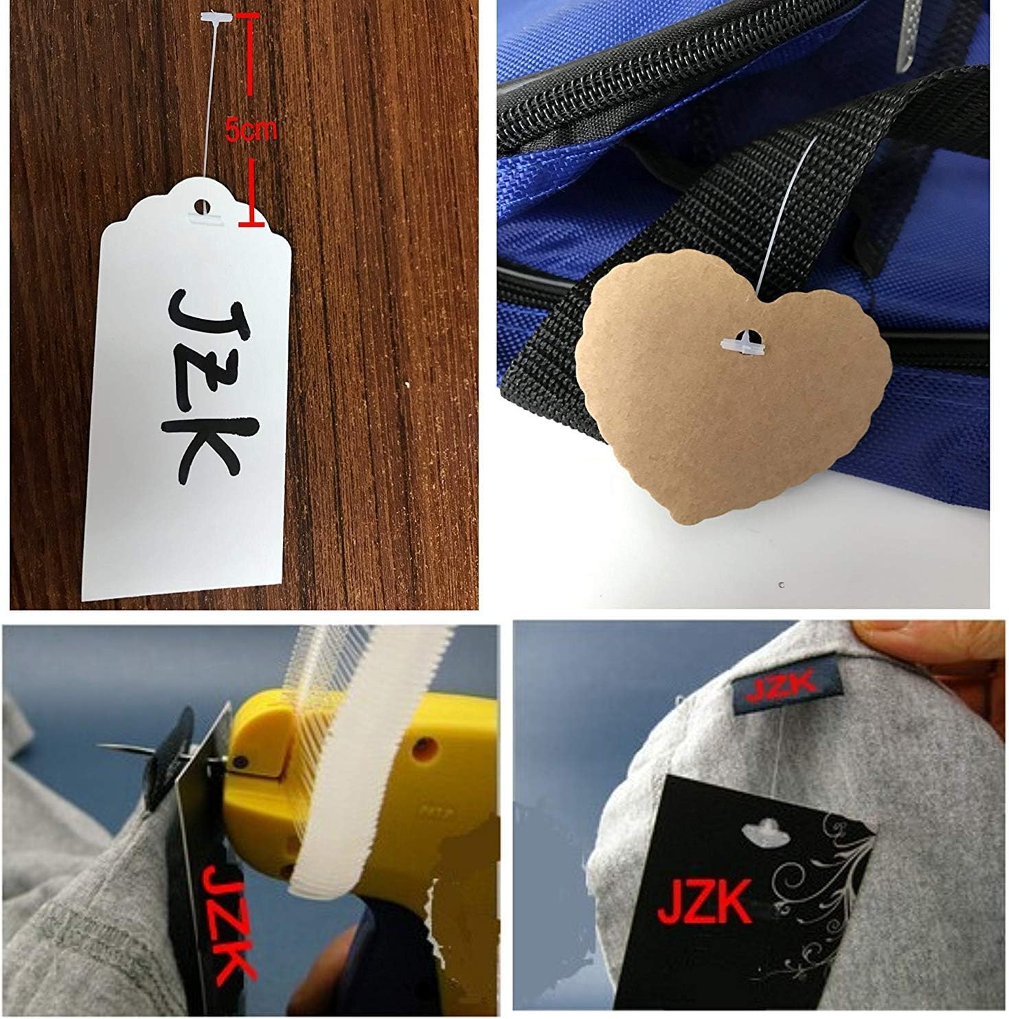JZK 1 Green Clothes Tagging Gun and Safety Cover + 5 Backup tag Gun Needles + 1000 Pieces 50mm tag Gun barbs White Kimble barbs for Price Labels Tags for Clothes Socks - Image 5