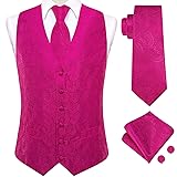 Dubulle Hot Pink Mens Suit Vest Tie Set Paisley