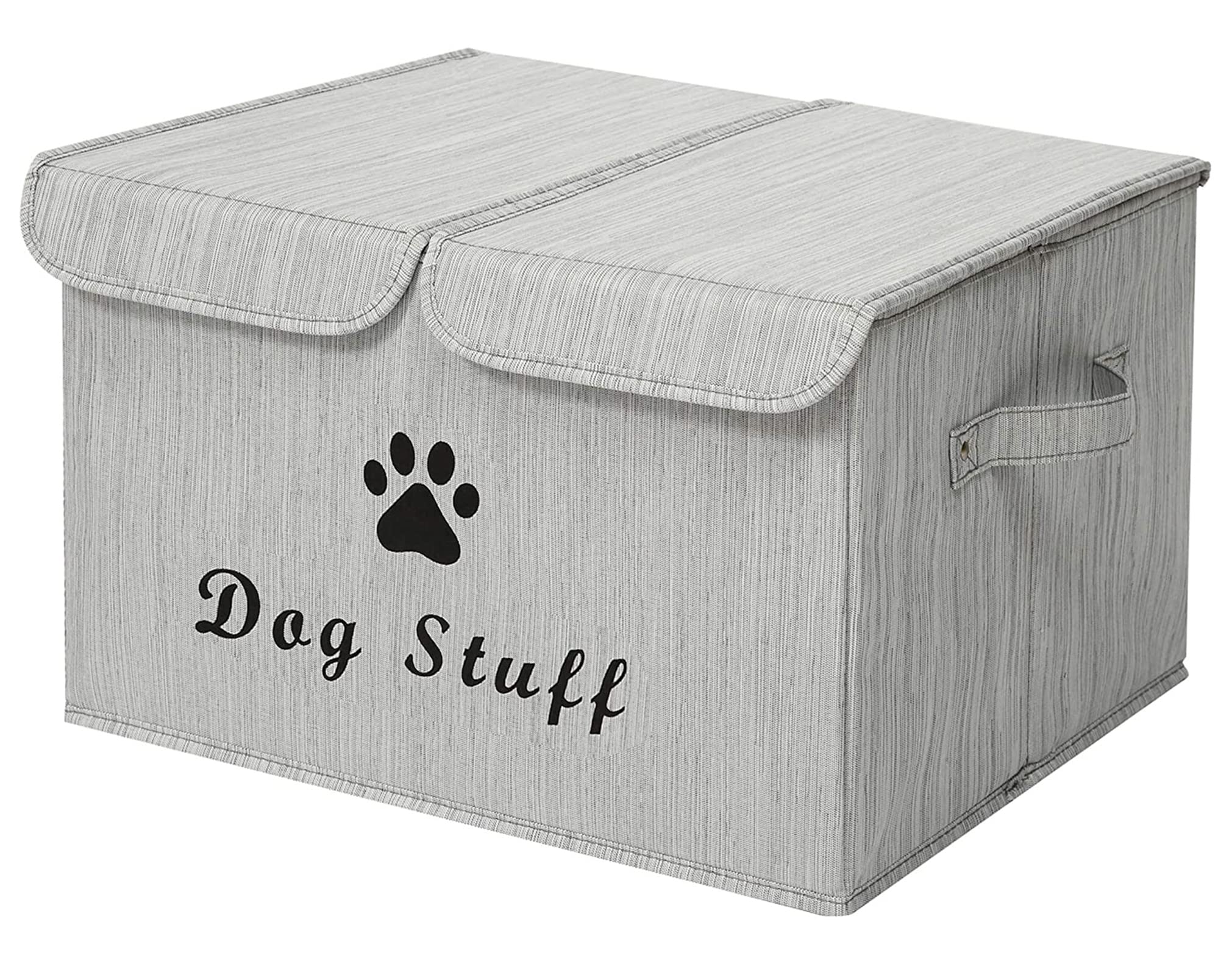 Morezi Dog toy box basket storage with lid perfect basket for dog toys grooming stuff living room playroom closet home organization - Dog - Bamboo Gray