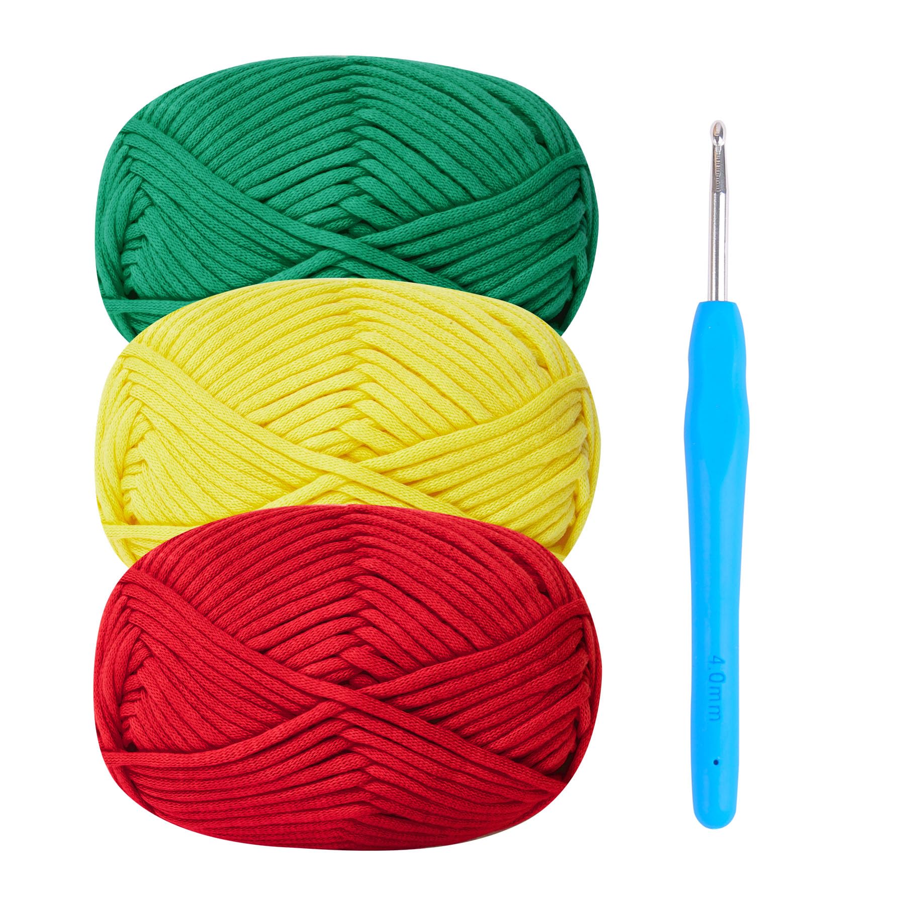 Chunky Yarn for Crochet,Cotton Yarn Thick Wool for Crochet 3x50g Crochet Yarn for Beginners Amigurumi Yarn with 4mm Crochet Hook,Easy Crochet Starter Kit (Xmas)