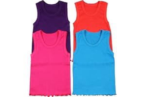 ToBeInStyle Girl's 4 Pack Ruffle Hem Cotton Tank Tops