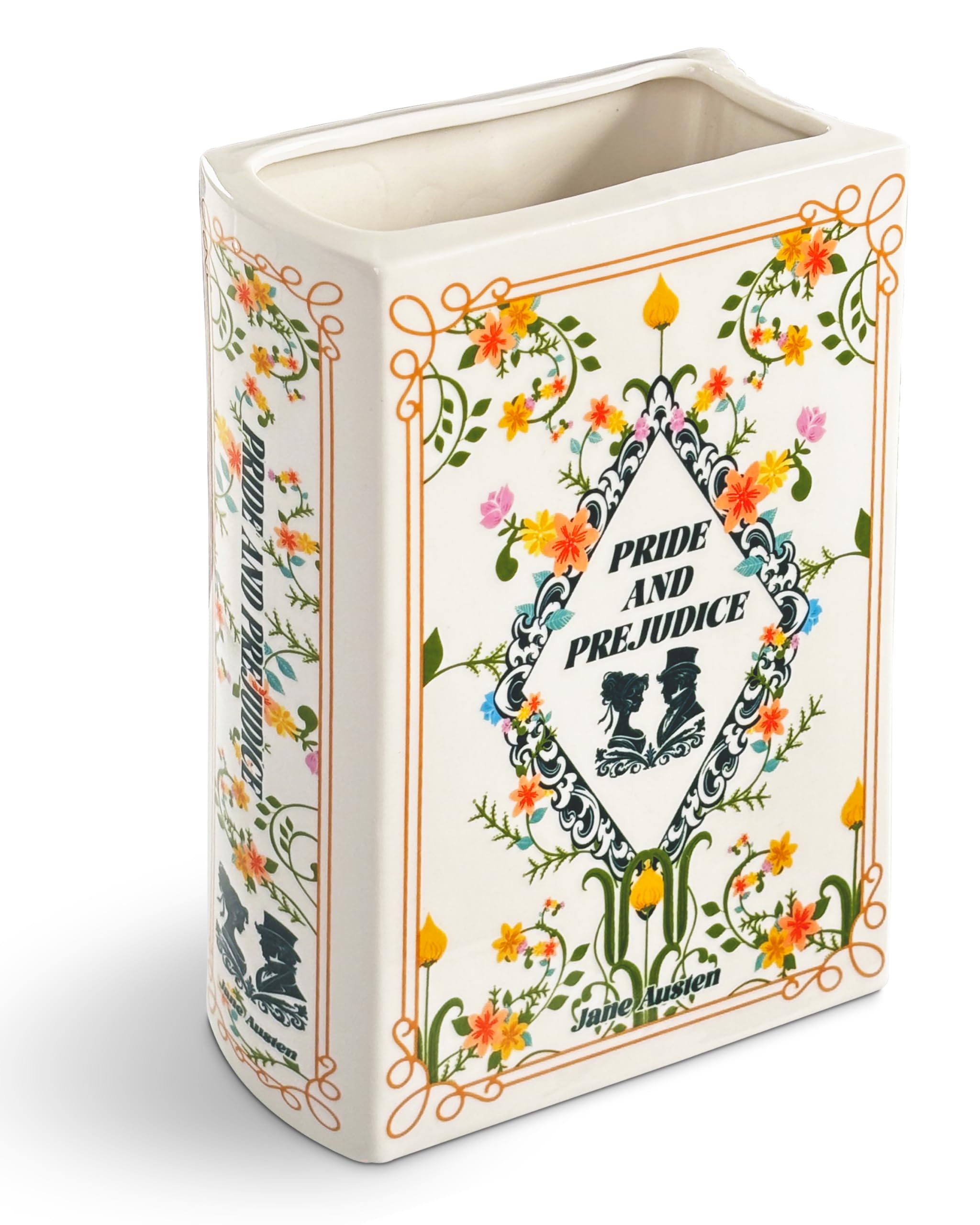 Photo 1 of vensovo Book Vase – Ceramic Book-Shaped Flower Vase, Pride and Prejudice Jane Austen Literary Decor, Decorative Novel Vase for Desk, Bookshelf, Home Office – Book Lover Gift, Housewarming Present