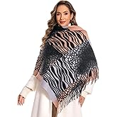GKJU Leopard Scarf Women Chunky Scarves Winter Warm Thick Oversized Blanket Long Faux Cashmere Fringe Pashmina Shawl Wraps